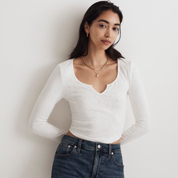 Madewell Split-Neck Long-Sleeve Tee - Picture 6 of 7
